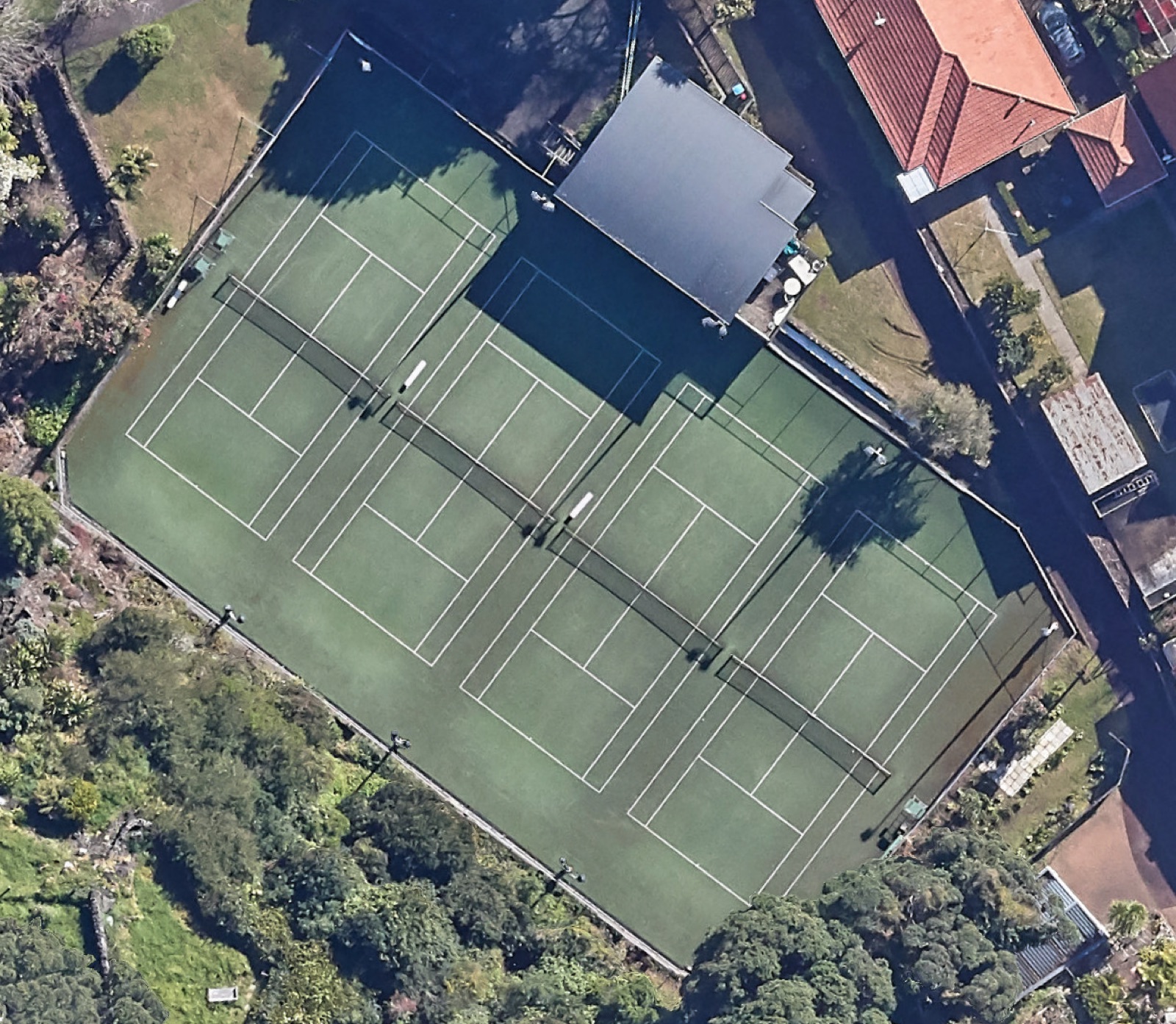 Aerial view of the Ngatira Tennis Club courts